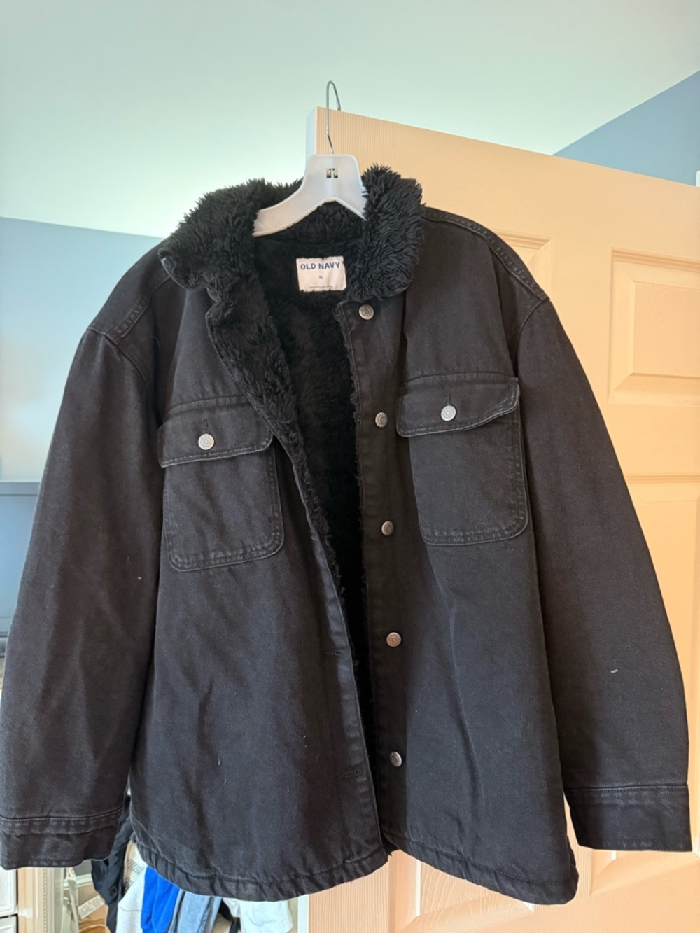 Old Navy Black Sherpa-Lined Jean Jacket